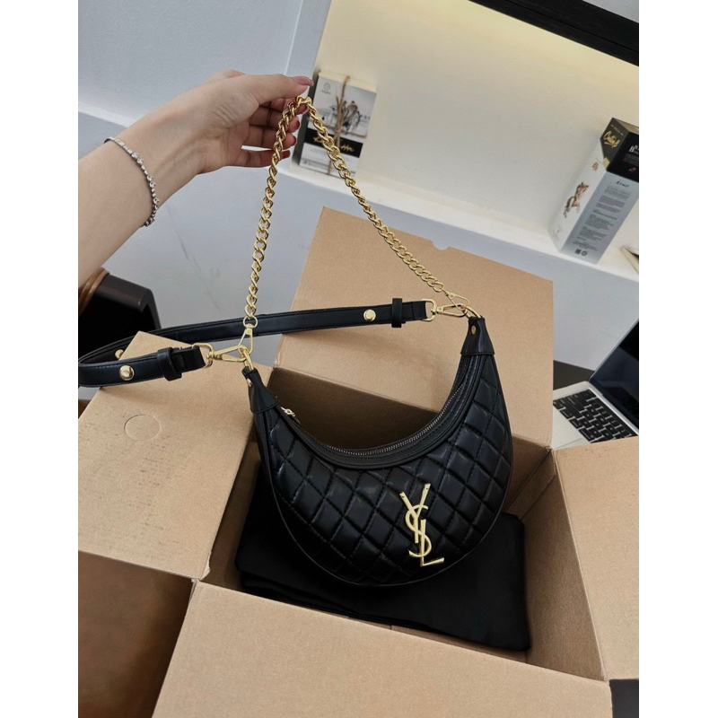 Túi kẹp lách đeo chéo dáng thuyền size 24 da trần trám