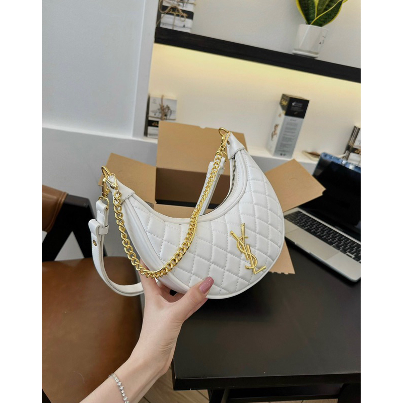 Túi kẹp lách đeo chéo dáng thuyền size 24 da trần trám