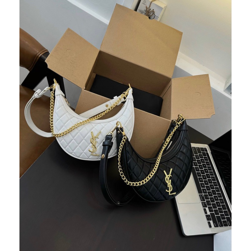 Túi kẹp lách đeo chéo dáng thuyền size 24 da trần trám