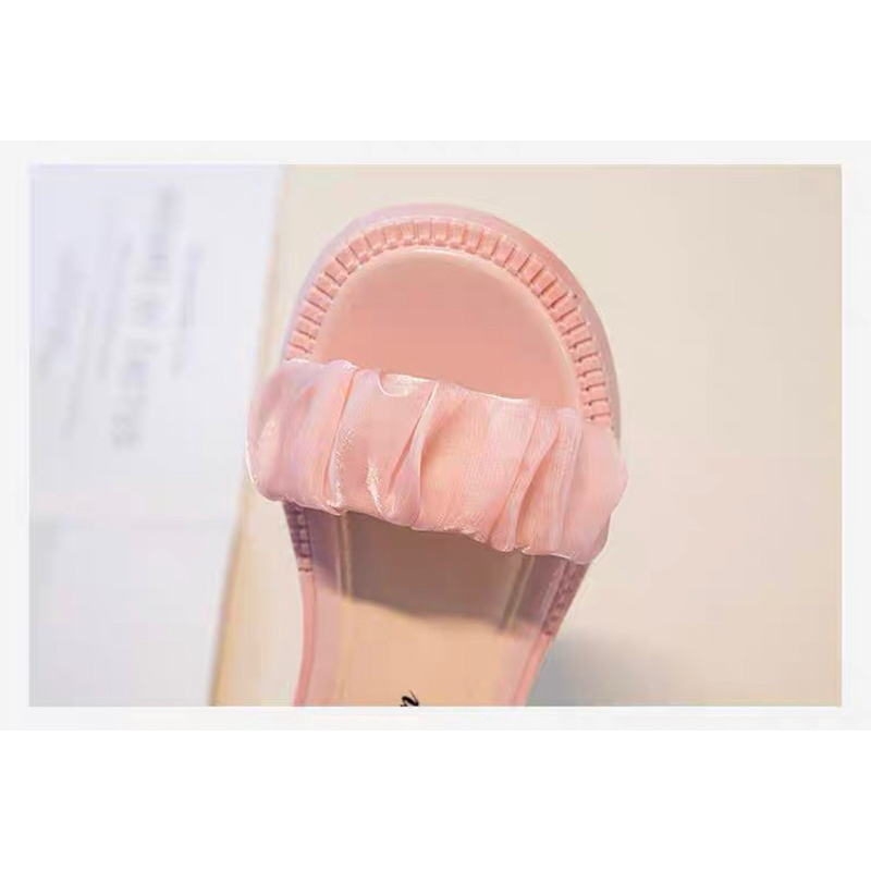 Dép sandal bé gai đính châu quai ngang nhún vải cao cấp đế cao su chông trượt quai ngang nhún
