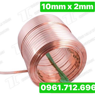 Cuộn 5m đồng đỏ thanh dẹt bản 10mm x 2mm