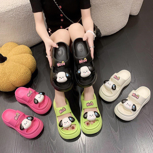 Dép sandal nữ độn đế 7 phân siêu cao hình gấu thời trang cá tính trẻ trung mẫu mới nhất