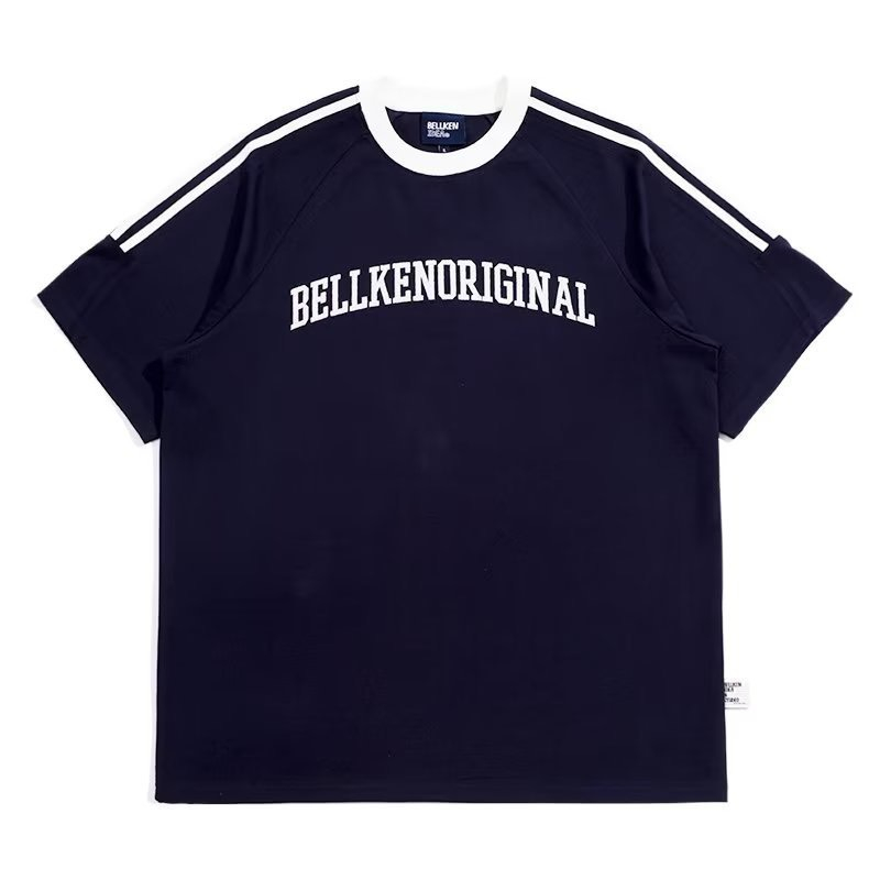 Áo thun raglan phối sọc vai thể thao cổ tròn cao tay lỡ phối màu xanh đen nam nữ unisex Hàn Quốc