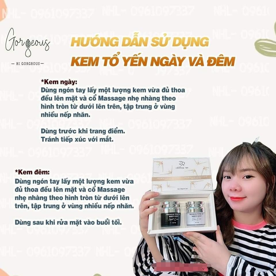 🍀 Bộ Kem Yến Kim Cương MÚI XÙ GORGEOUS Ngày Đêm Dưỡng Da Căng Bóng Se Khít Lỗ Chân Lông