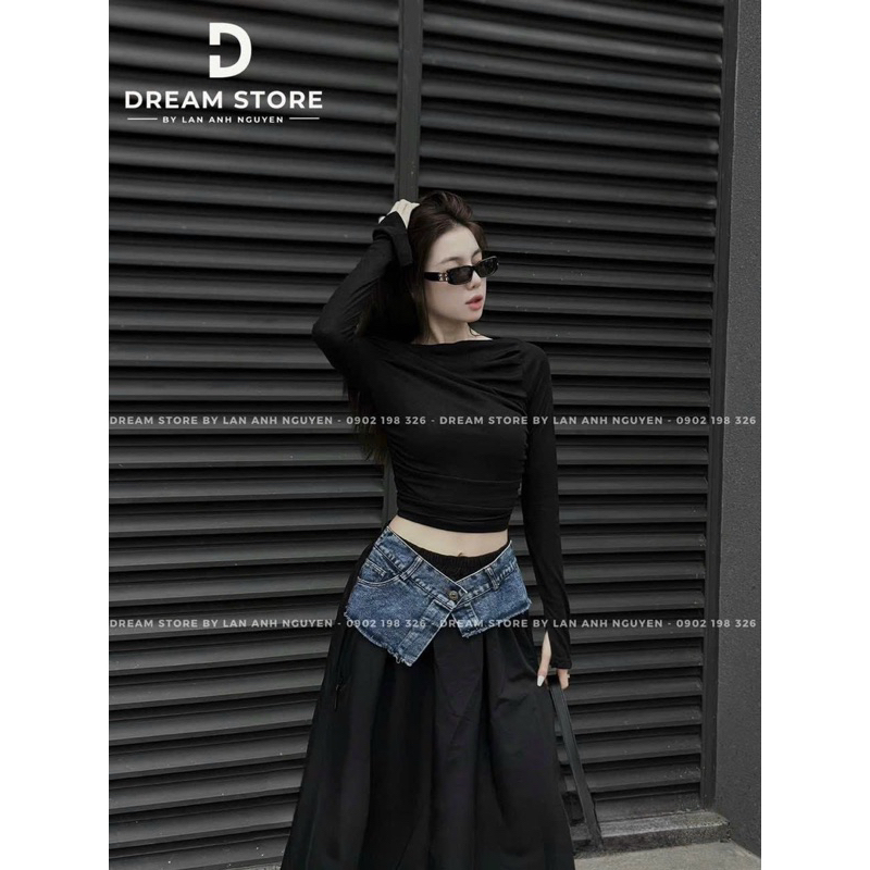 Set áo tay dài phối chân váy maxi