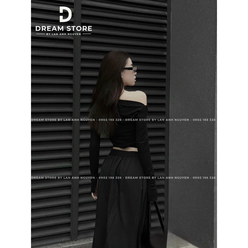 Set áo tay dài phối chân váy maxi