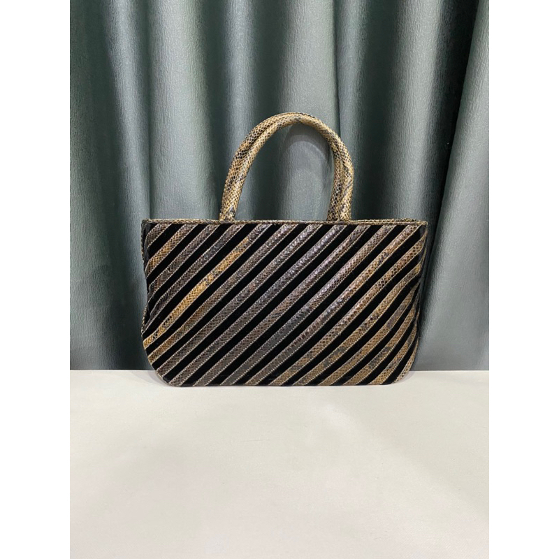 túi si nhập Nhật dáng xách ta.y da ran thật phối nhung