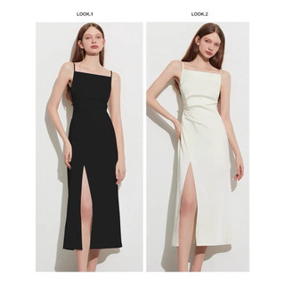 đầm hai dây nhún eo xẻ tà tiểu thư sang chảnh ( thời trang bigsize vicky.g anitagreen) N923