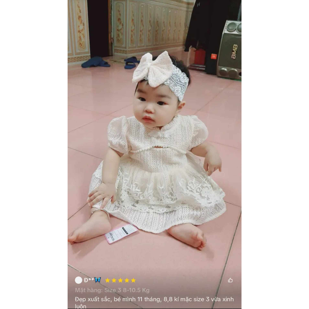 Body cổ tàu ren vân gỗ kèm tuban 3-12 kg,body cho bé gái đầy tháng thôi nôi chất mềm mịn