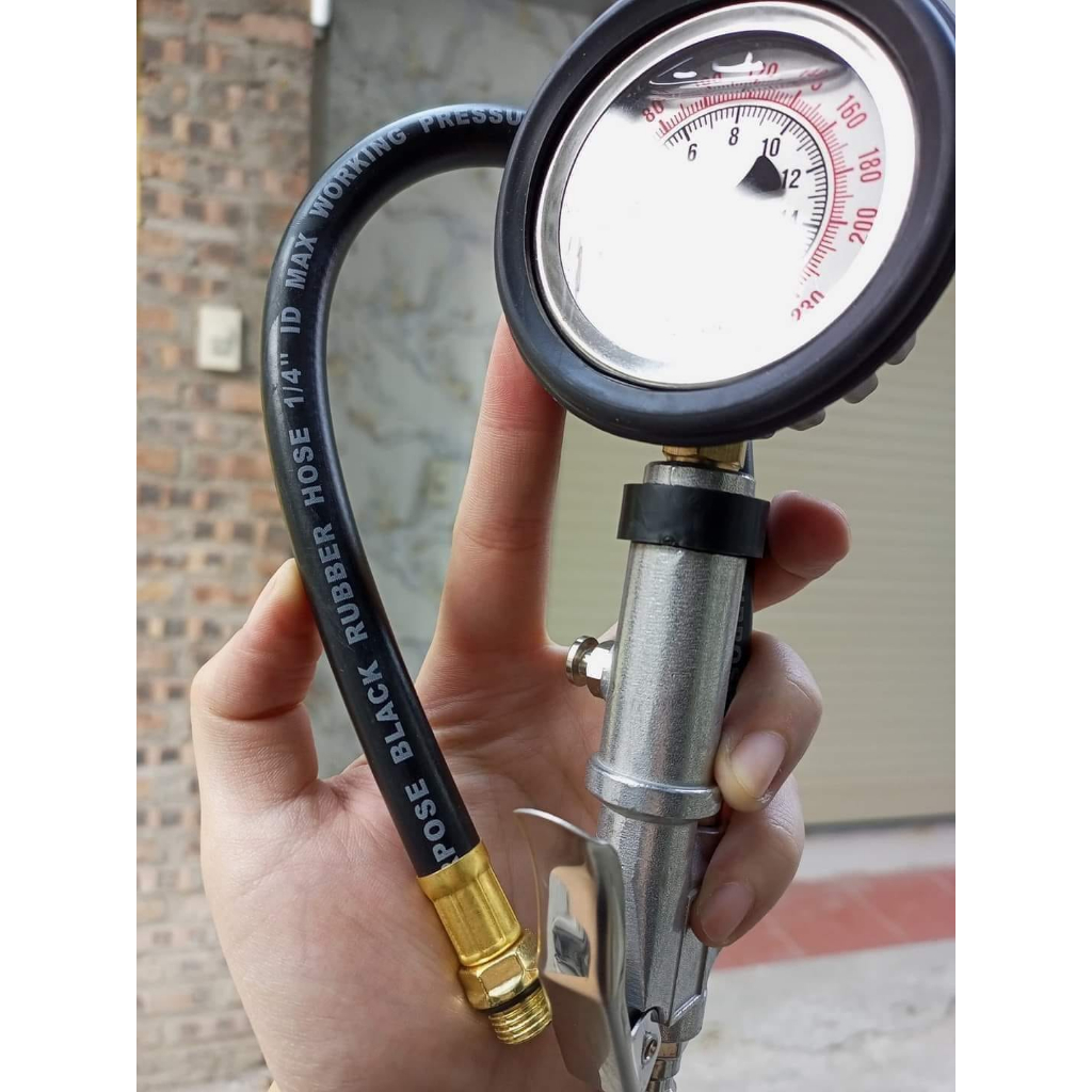 Bơm xe đồng hồ có dầu. Đầu vòi bơm ô tô - xe máy -đồng hồ đo lốp xe Nhật Kapusi Chính Hãng- Bảo Hành 5 năm