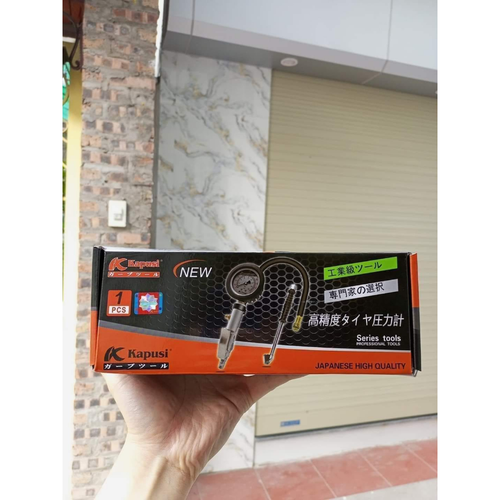 Bơm xe đồng hồ có dầu. Đầu vòi bơm ô tô - xe máy -đồng hồ đo lốp xe Nhật Kapusi Chính Hãng- Bảo Hành 5 năm