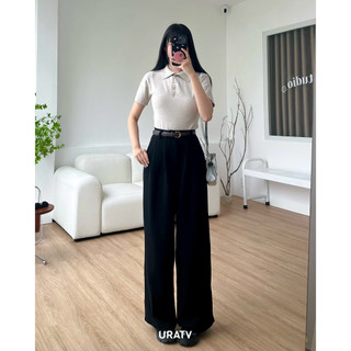 Quần tây suông dài ống rộng đen basic Freesize eo < 69cm