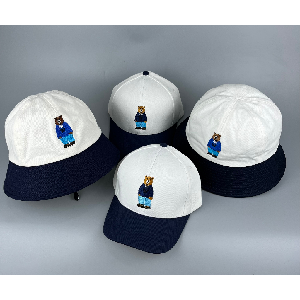 Nón kết thêu GẤU cho bé Trai - Mũ tai bèo thêu gấu cho trẻ em