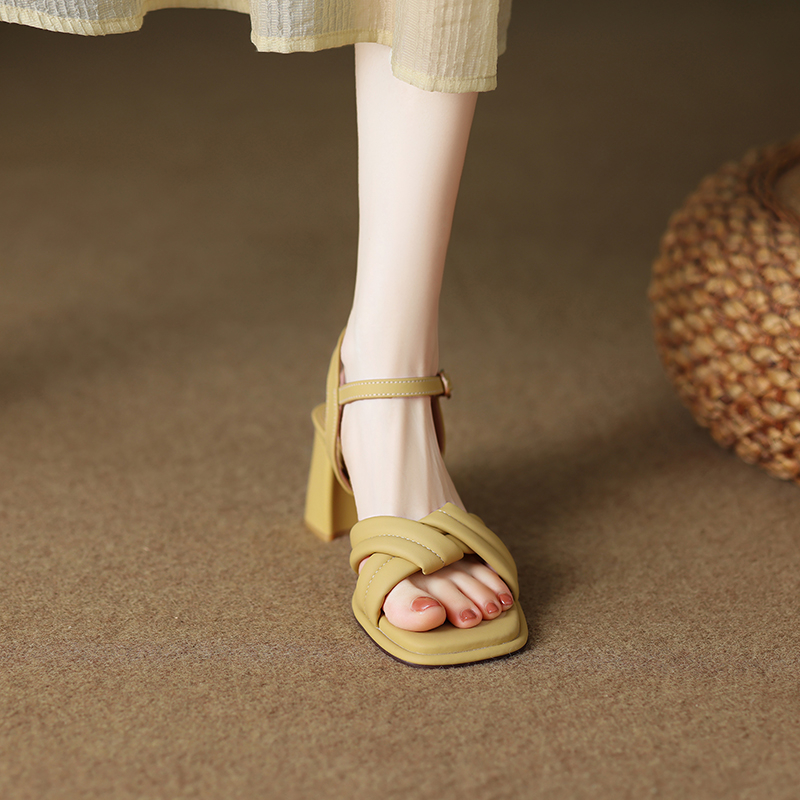 Sandal cao gót đế vuông 7P MIDUKA, Giày cao gót quai đan chong chóng chuẩn size mã TD607P