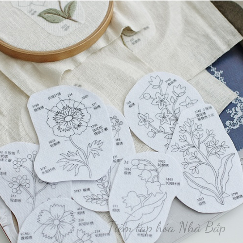 Mếch tan dính in mẫu thêu tiện dụng