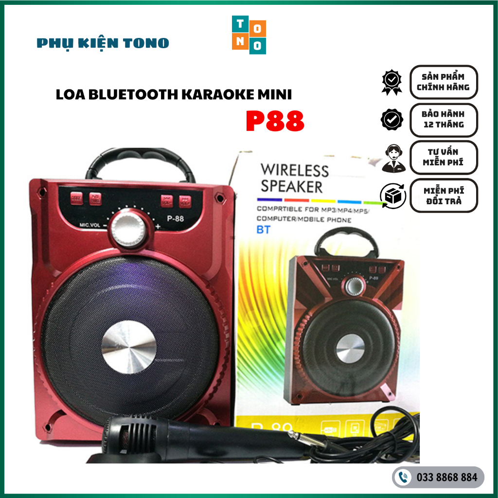 Loa Kéo Bluetooth P88 P89 KIOMIC Tặng Micro Hát Karaoke Cực Hay