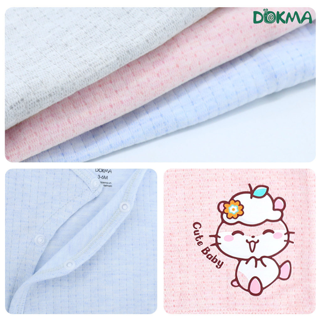 DB1810 Bộ sơ sinh dài tay chần bông thu đông DOKMA cao cấp bé trai - bé gái