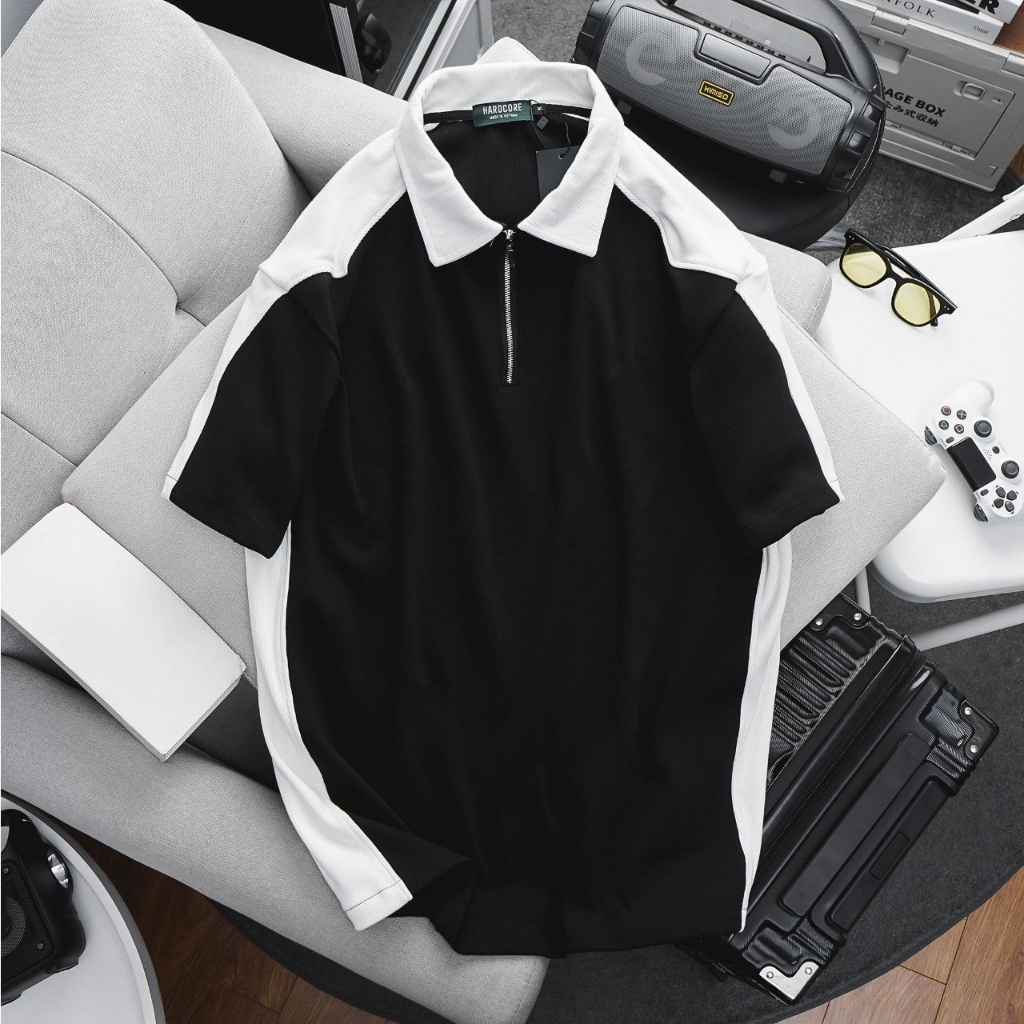 Set bộ quần áo polo viền dây kéo nửa, short nỉ sọc to thời trang bigsize nam cỡ đại 140kg