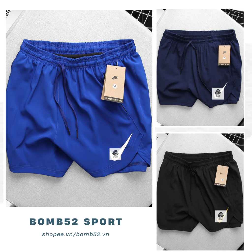 Quần Chạy Bộ NK Nam Chất Dù Gió Nhẹ Thoáng Mát 2 Lớp Màu Đơn Giản Form Á Bomb52
