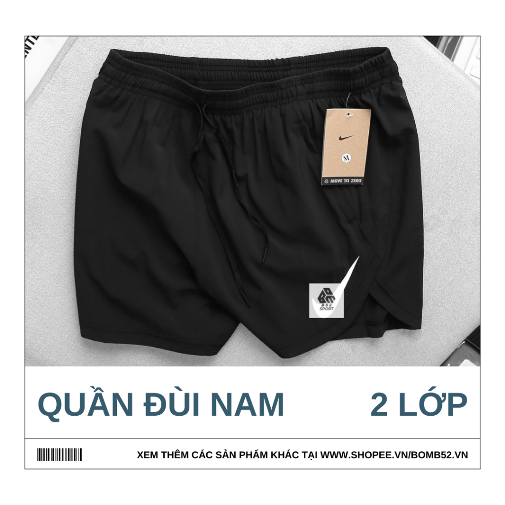 Quần Chạy Bộ NK Nam Chất Dù Gió Nhẹ Thoáng Mát 2 Lớp Màu Đơn Giản Form Á Bomb52