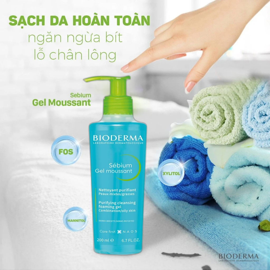 Sữa rửa mặt Bioderma Sebium Gel Moussant Chính Hãng -  200ml