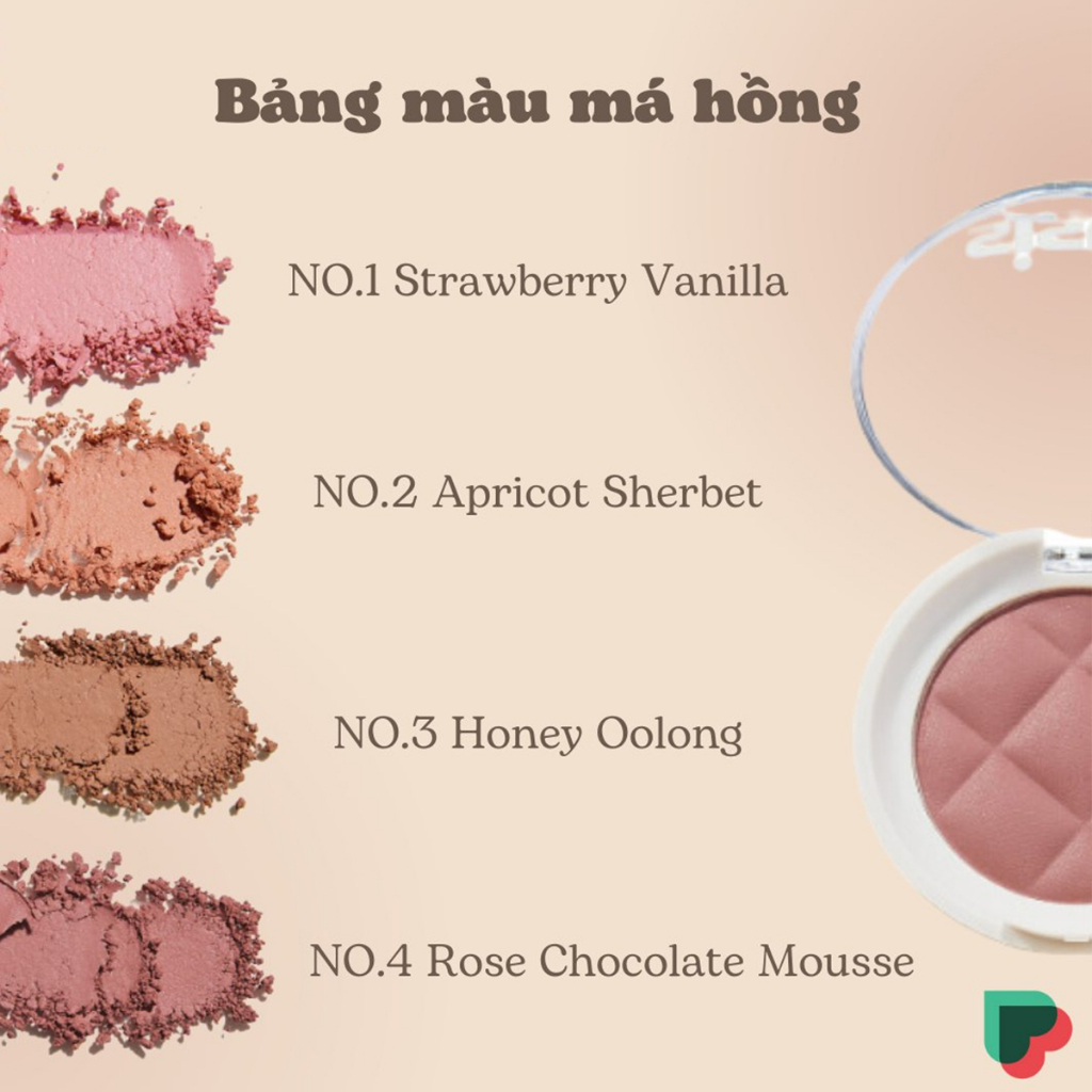Má Hồng UNLEASHIA Nén Jelly SISUA Butter Waffle Dough Blusher 8g Strawberry Vanilla Apricot Sherbet Honey Oolong