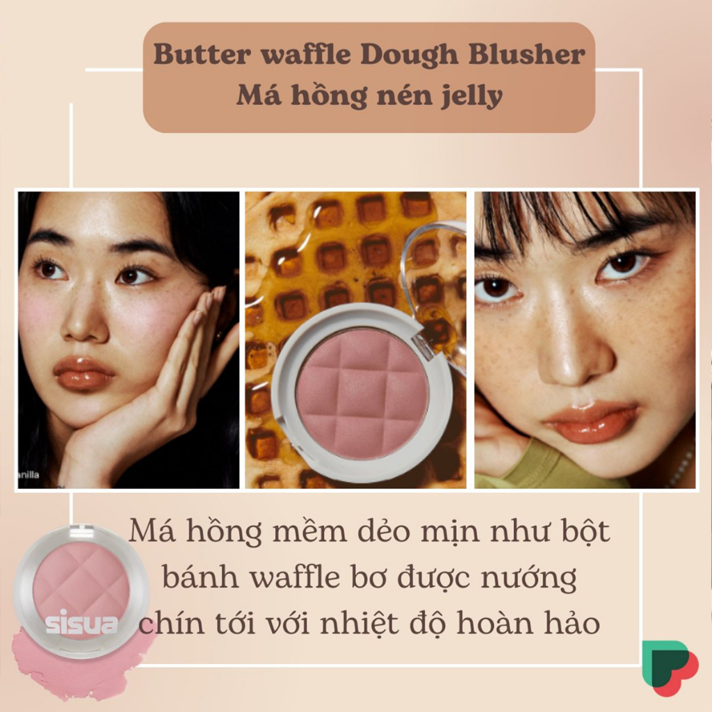 Má Hồng UNLEASHIA Nén Jelly SISUA Butter Waffle Dough Blusher 8g Strawberry Vanilla Apricot Sherbet Honey Oolong