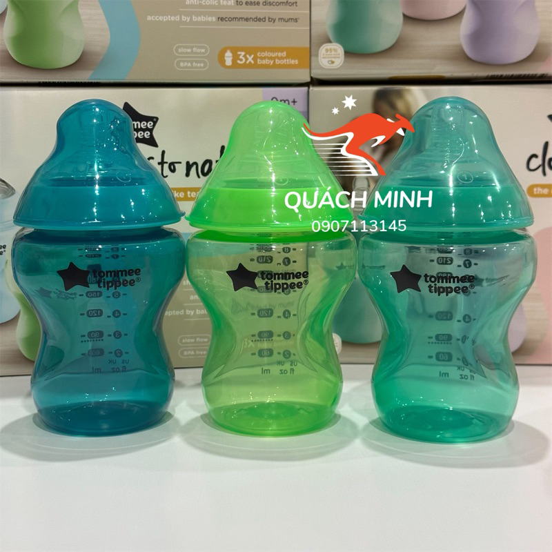 Bình sữa Tommee Tippee Closer to Nature 260ml - đủ màu - hàng Úc