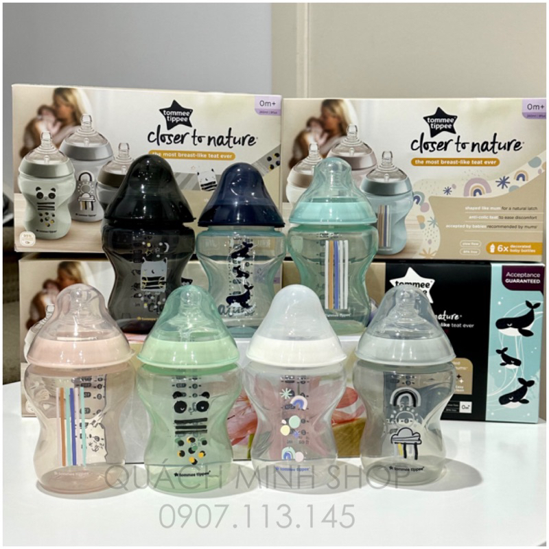 Bình sữa Tommee Tippee Closer to Nature 260ml - đủ màu - hàng Úc