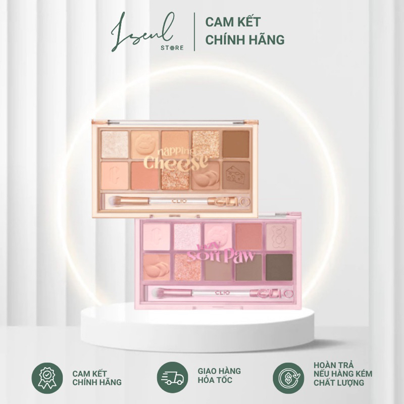 Bảng mắt Clio Pro Eye Palette x Koshort in Seoul  Napping Cheese/ Lazy Soft Paw hồng/ cam