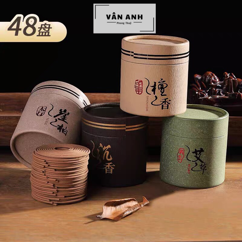 Nhang Trầm Hương Thảo, 1 hộp 48 vòng Nhang - Hương Thơm Đặc Biệt Tẩy Uế, Thanh Tịnh