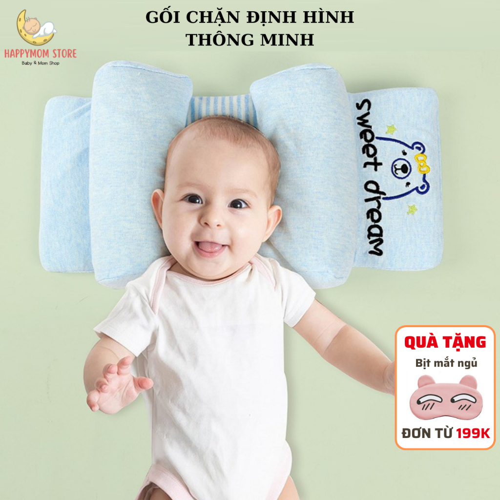 Gối chặn định hình đầu cho bé Happymom, Gối giúp định hình đầu, chống méo đầu móp đầu cho bé sơ sinh