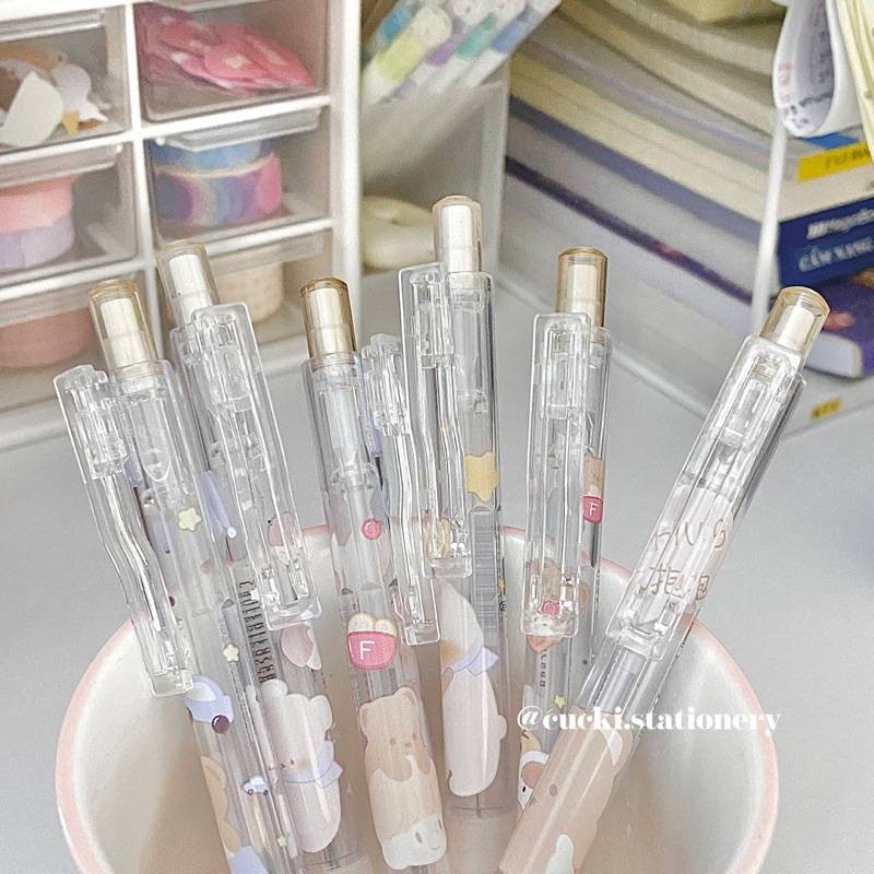 Bút chì kim bấm Gấu nâu Bear trơn ngòi 0.5mm