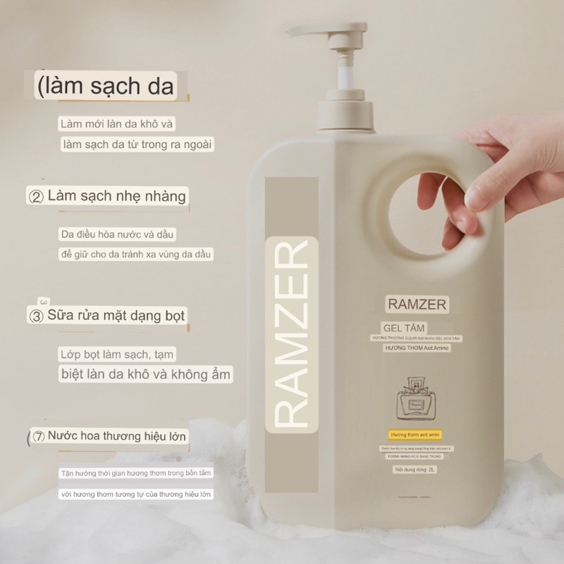 Sữa tắm nước hoa  RAMZER  nội địa Trung chai 1L