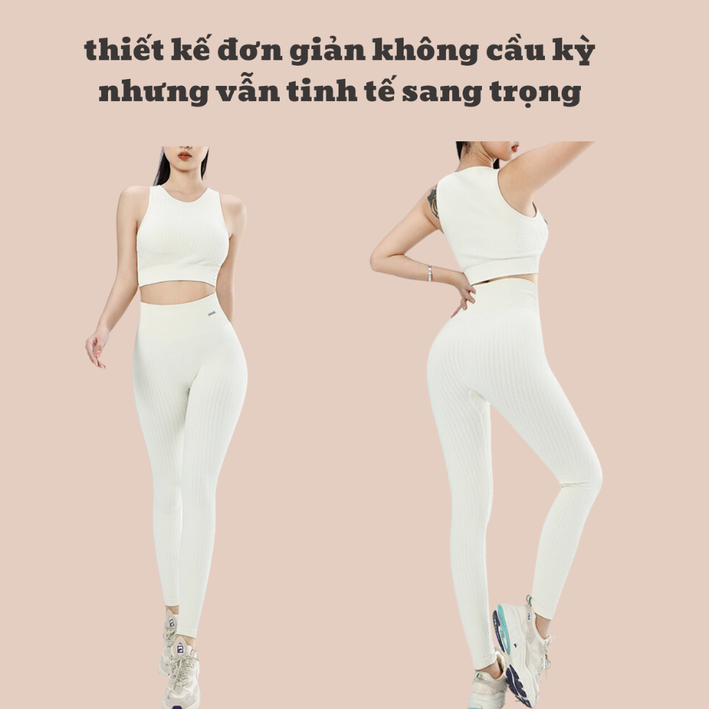 Bộ tập yoga sát nách chất vải gân co dãn 4 chiều thấm hút mồ hôi hàng Quảng Châu cao cấp