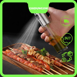 Bình Đựng Dầu Ăn Thủy Tinh Xịt Phun Sương - Chai Lọ Chiết Dầu Ăn, Gia Vị Dùng Cho Thực Phẩm 100ml Tiện dụng Du lịch