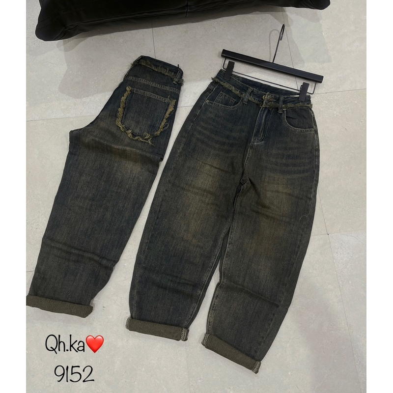 Quần bò baggy viền túi tua rua hàng QCL1