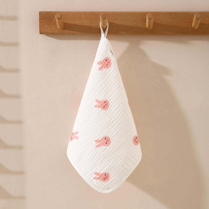 Khăn mặt cho bé vải xô muslin mềm mại, size 25cm x 25cm có móc treo, khăn xô sữa cao cấp 4 lớp cho bé thấm hút tốt