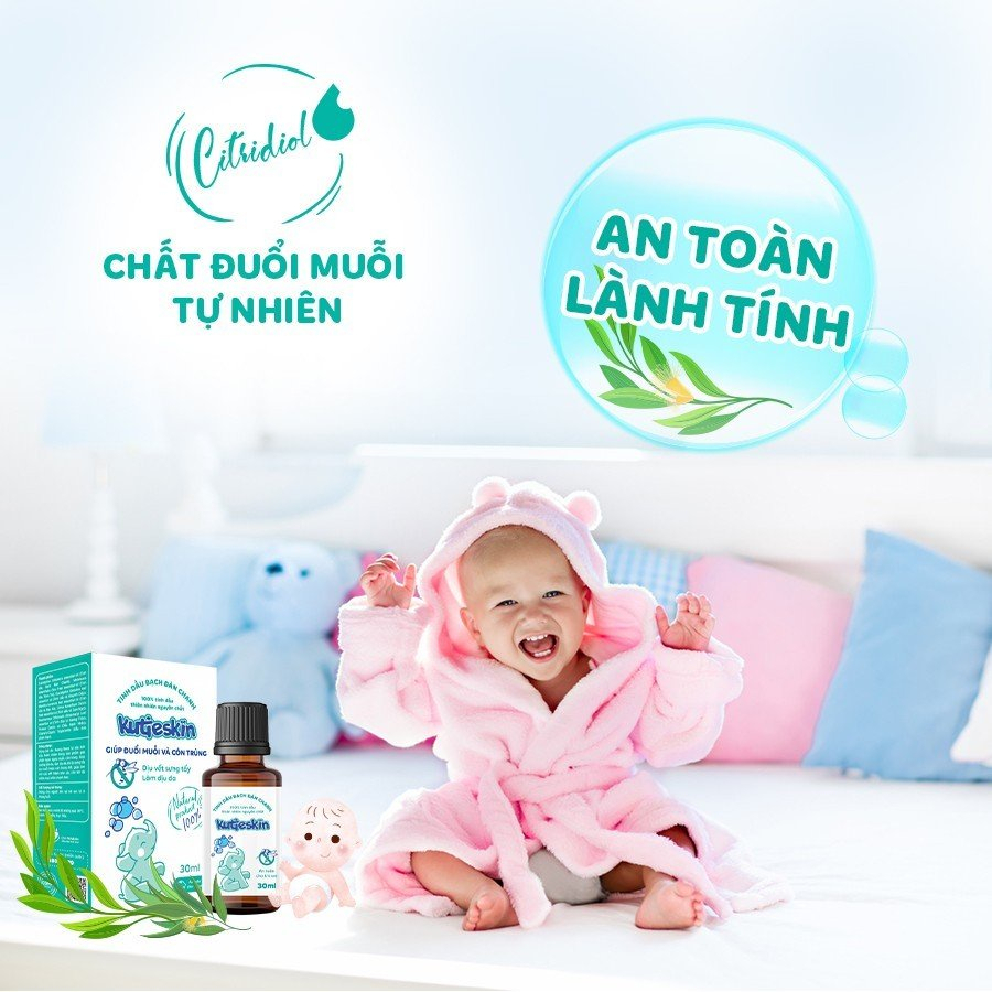 Tinh Dầu Bạch Đàn Chanh Tự Nhiên Kutieskin 30ml Giúp Đuổi Muỗi, Côn Trùng, Nhanh Dịu, Lành Vết Đốt ( Chai 30ml & 5ml )