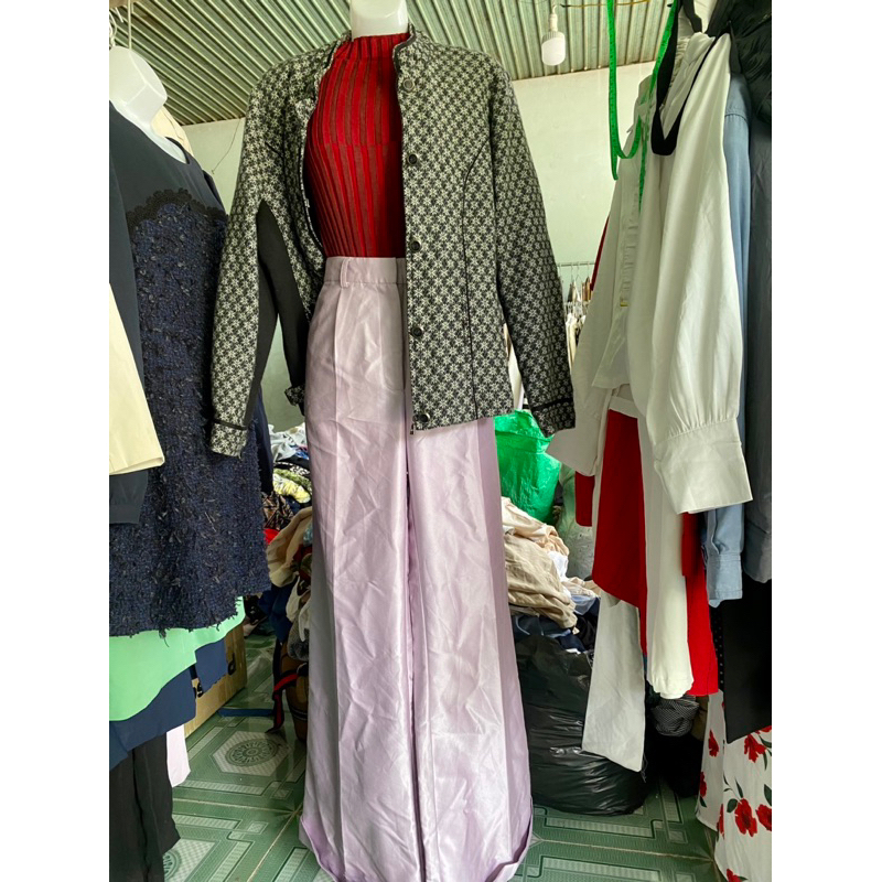 Khoác blazer vintage dạ tweed hiệu xịn