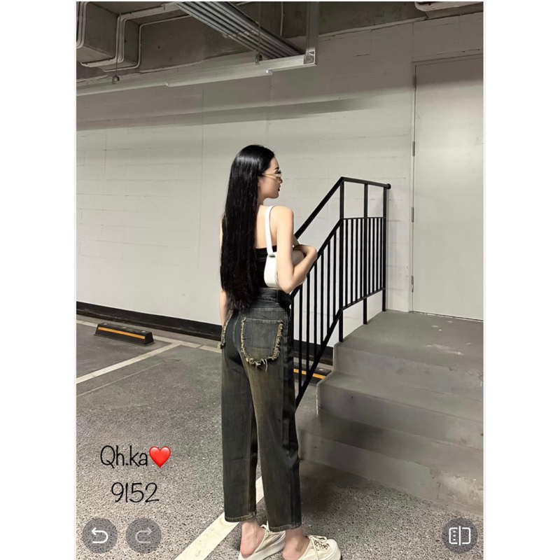 Quần bò baggy viền túi tua rua hàng QCL1