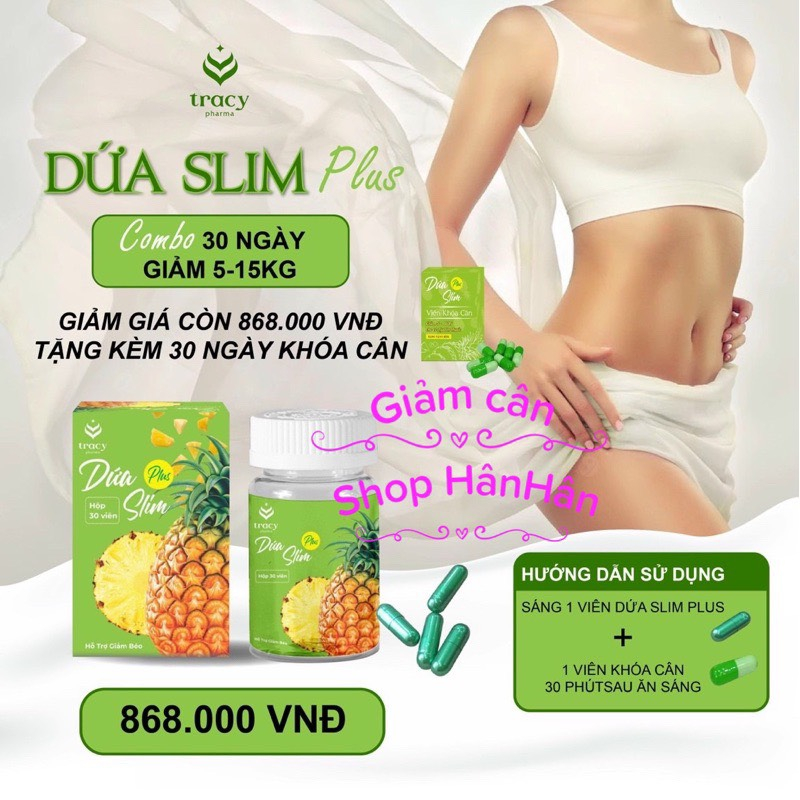 GIẢM CÂN DỨA SLIM PLUS 30 NGÀY KÈM KHOÁ CÂN - balan store