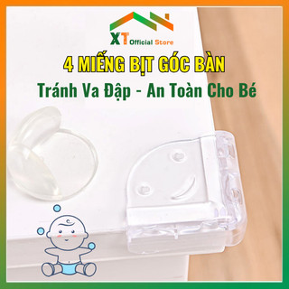 4 Miếng Bịt Góc Bàn Vuông Mặt Cười,Bọc Cạnh Bàn Bo Tròn Bằng Silicon Tránh Va Đập -An Toàn Cho Bé