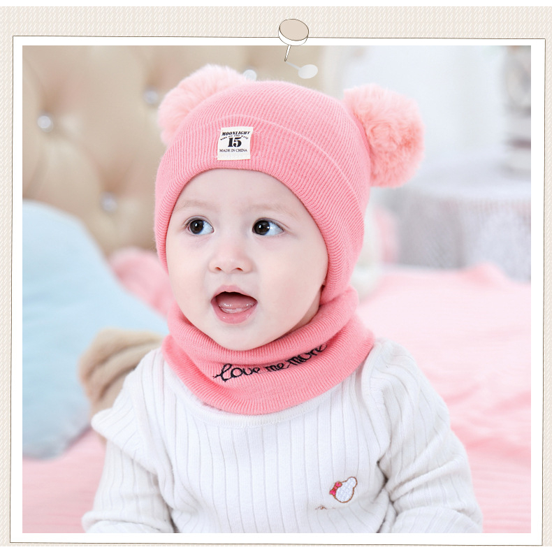 Set mũ khăn len quả bông cho bé