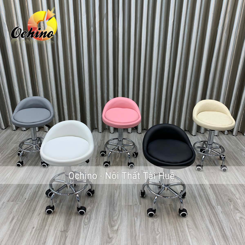 Ghế Ngồi Làm Việc, Ngồi Gội Đầu, Ghế Dành Cho Spa Bánh Xe Chân Tròn Thường Xoay 360 độ Tiện Lợi (Hàng Sẵn Shop)