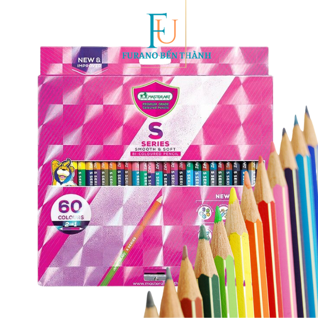 Bộ 60 Màu Bút Chì Màu 2 đầu MasterArt Thái Lan