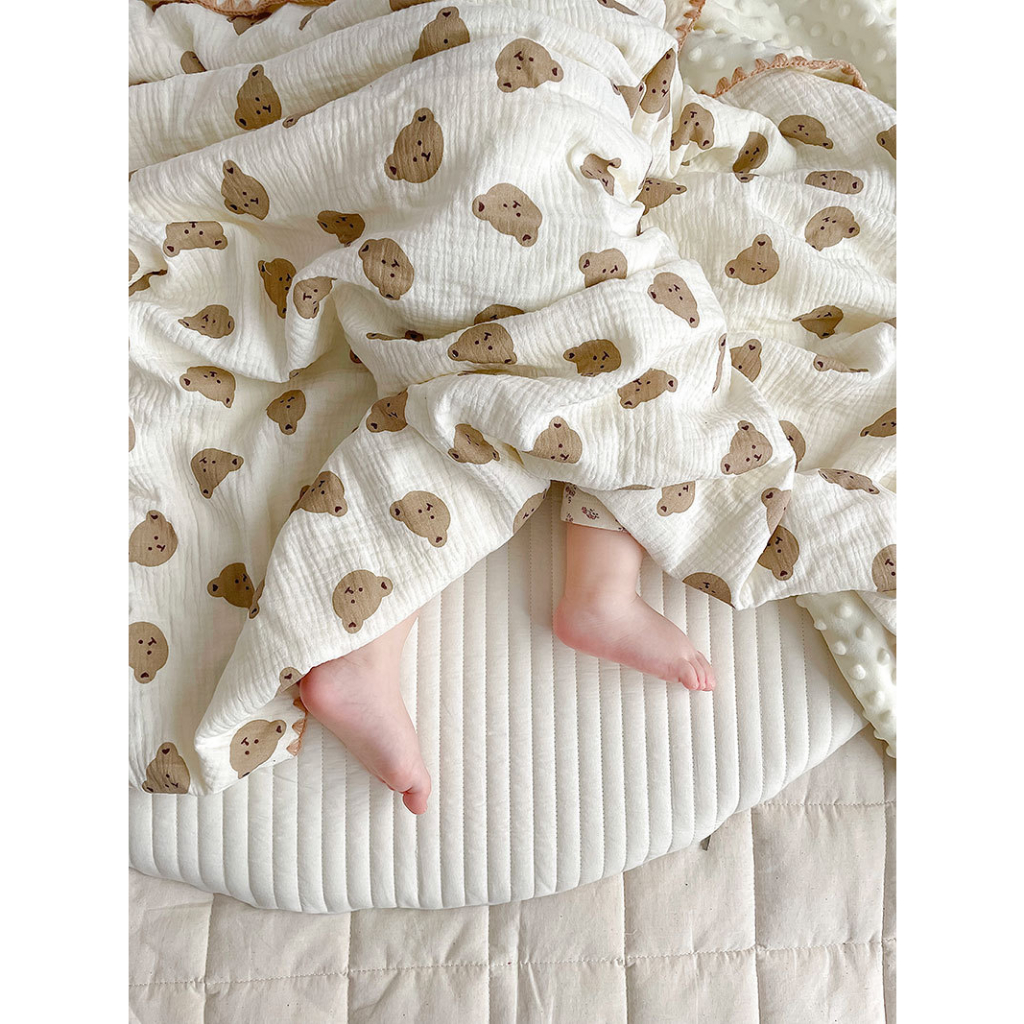 Chăn xô hạt đậu mền cho bé 80*100cm chăn cho bé đi học chăn xô 6 lớp Ếch xanh kids