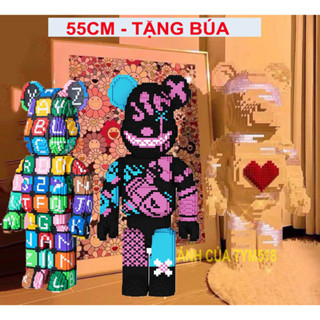 đồ chơi lắp ráp tượng gấu bearbrick cỡ lớn 55cm bear brick LOL Jinx League xếp hình cho bé tt