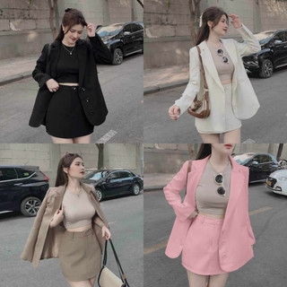 Sét Nữ 3 món thiết kế áo vest phối nút sang trọng tinh tế