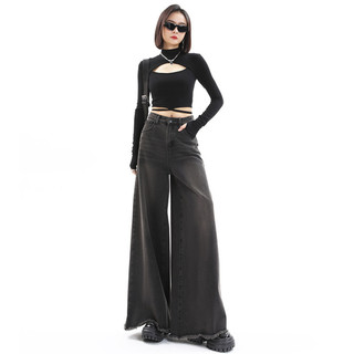 Quần jean ống rộng lưng cao quần dài dáng suông loe ống New style 2023 D10